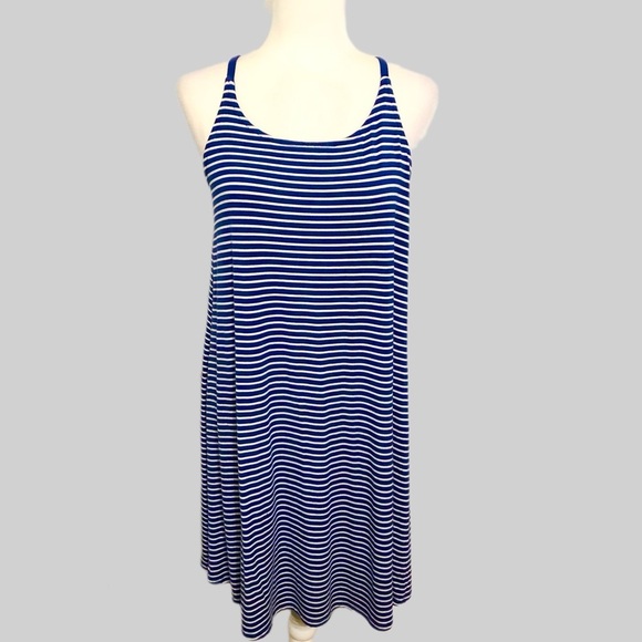 Cupio Blue Striped Flowy Lightweight Sleeveless Dress Size Medium - Picture 1 of 5